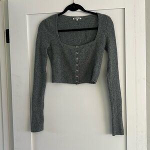 Reformation Grey Cashmere Crop Knit